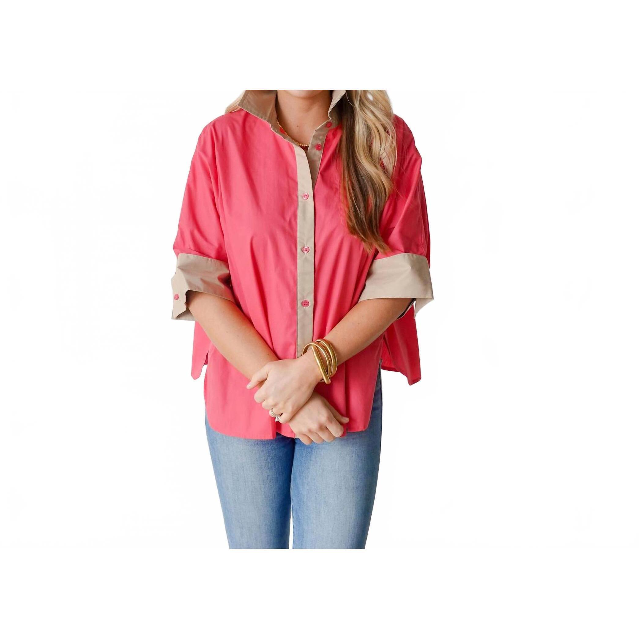 New Caryn Lawn Abby Swing Top In Rose/Khaki